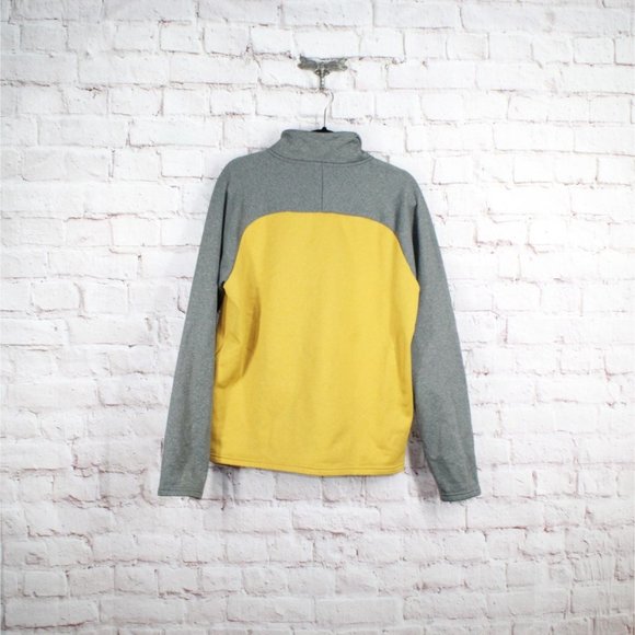 LL Bean Colorblock Gray Yellow Fleece Quarter Zip Pullover Sweater Size M - Picture 9 of 10